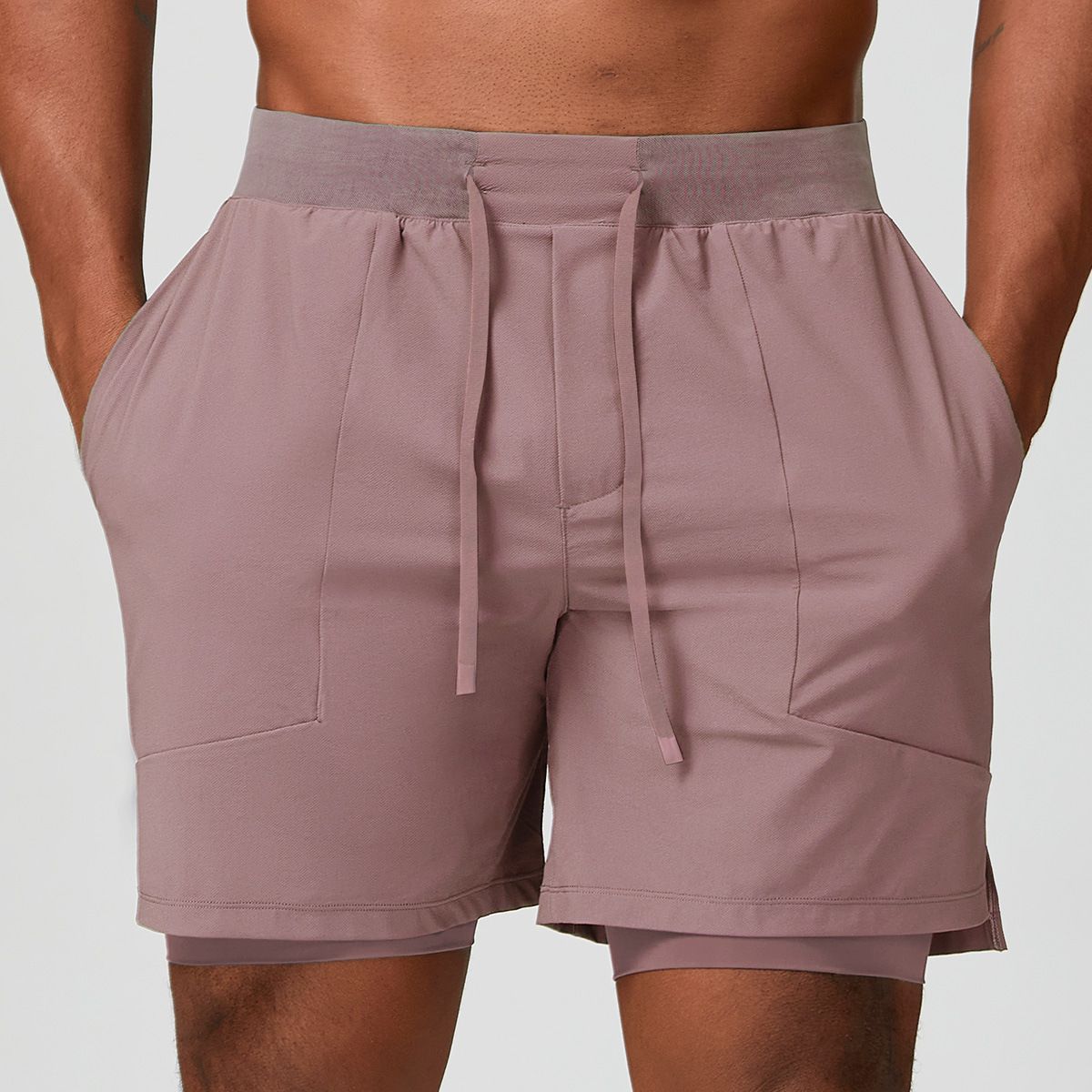 KOOSSOASIS Men's Skin-Friendly Breathable Quick-Drying Sports Casual Double Layer Shorts, American Fitness Basketball Four-Point Shorts 1189_desvips.com