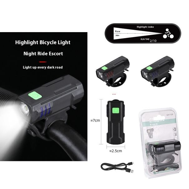 Bicycle Night Riding Rechargeable Waterproof High Brightness Flashlight Cycling Gear Mountain Bike Flash Light_desvips.com