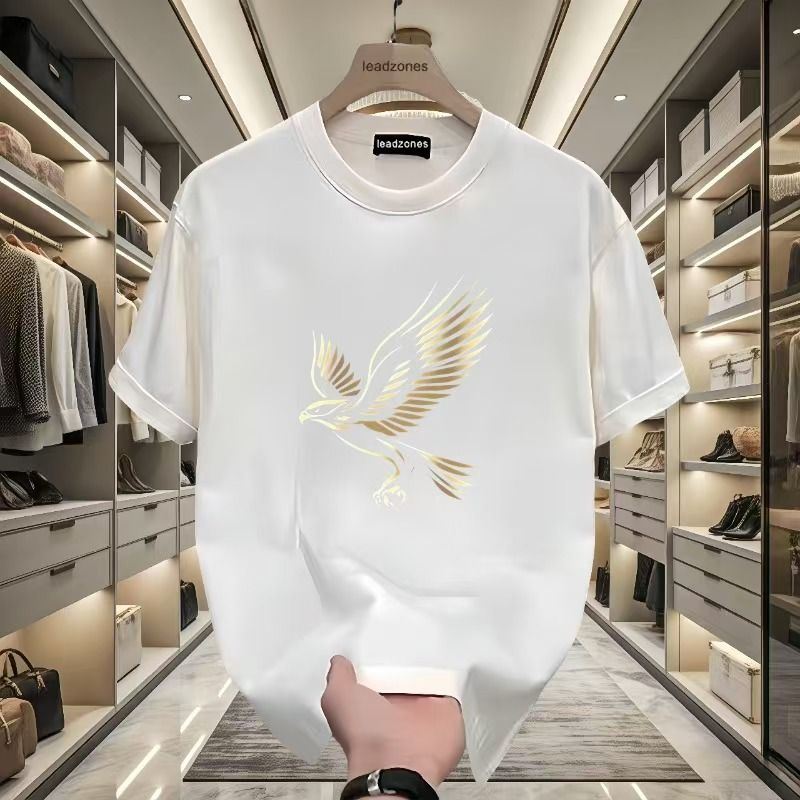 200g Pure Cotton Printed Short Sleeved Men's T-shirt Loose Korean Version Versatile Summer Trendy Brand Top_desvips.com