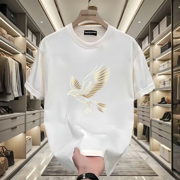 200g Pure Cotton Printed Short Sleeved Men's T-shirt Loose Korean Version Versatile Summer Trendy Brand Top_desvips.com