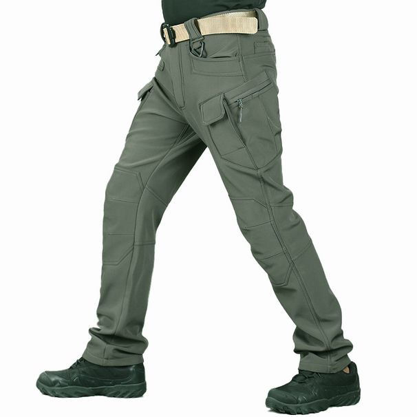 Men's Softshell Tactical Pants Winter Skiing Hiking Fleece-Lined Waterproof Windproof Multi-Pocket Camouflage Work Pants_desvips.com