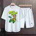 Men's Clothing 2024 Waffle Casual Summer Suit Men's Loose Teen Short sleeved T shirt Shorts Handsome Two piece Suit_desvips.com