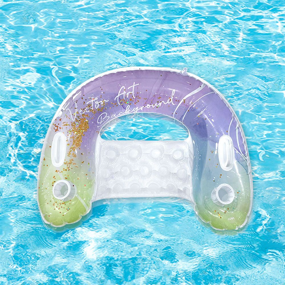 Glitter U-ink Seat Floating Row Inflatable Water Thickened Rainbow Ride Recliner And Hammock Sofa_desvips.com