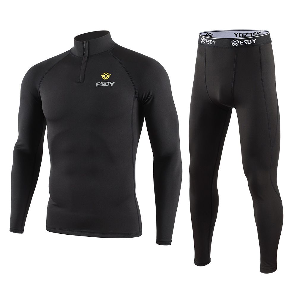 ESDY Outdoor Sports Underwear Men's Cycling Fleece Camouflage Thermal Set Sweat-Absorbent Breathable Tight-Fitting Low_desvips.com