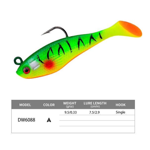 Simulated Lure Soft Body Lead Fish T Tail 7.5cm 9.5g Pike Perch Freshwater Saltwater Fishing Bait_desvips.com
