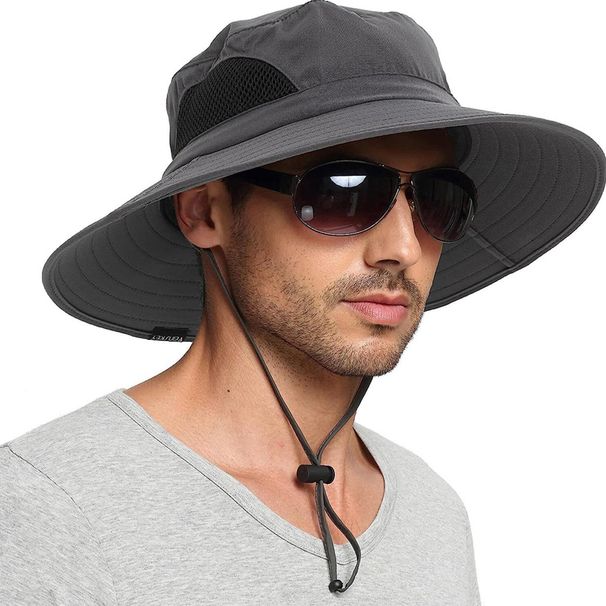 Fishing Cap Sun Hat For Men/Women Adjustable Wide Brim Bucket Hat Foldable Hat For Fishing Hiking Garden Safari Beach_desvips.com