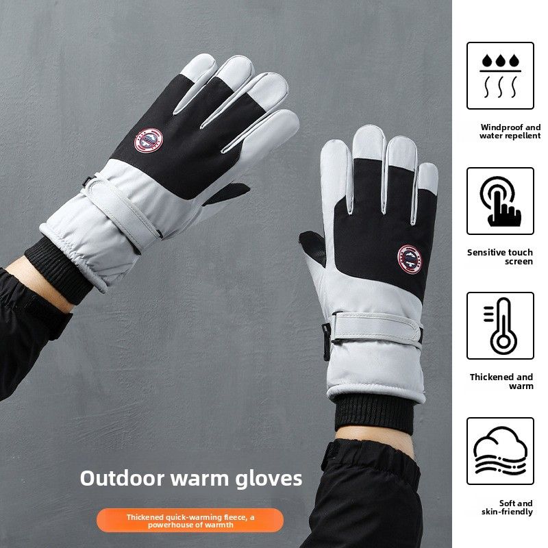 Winter Ski For Men And Women Outdoor Sports Warm Water-Resistant Touchscreen Fleece-Lined Thickened Mountaineering_desvips.com