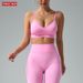 Seamless Stretch Yoga Outfit Autumn Winter Peach Hip Long Pants Outerwear Sexy Camisole Sports Set For Women_desvips.com