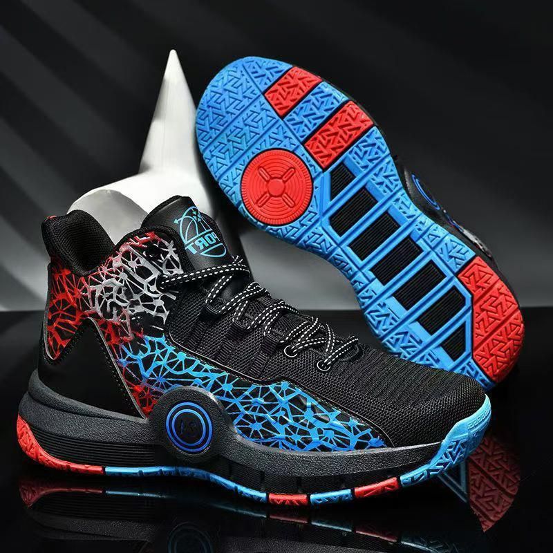 Plus Size Basketball Shoes For Men, Lightweight Soft Sole High-top Fashion Student Sports Shoes, Mesh Breathable_desvips.com