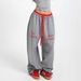 Korean Style Plaid Patchwork Sports Dance Sweatpants For Men Loose Straight Wide-Leg Casual High Street Pants Ins_desvips.com