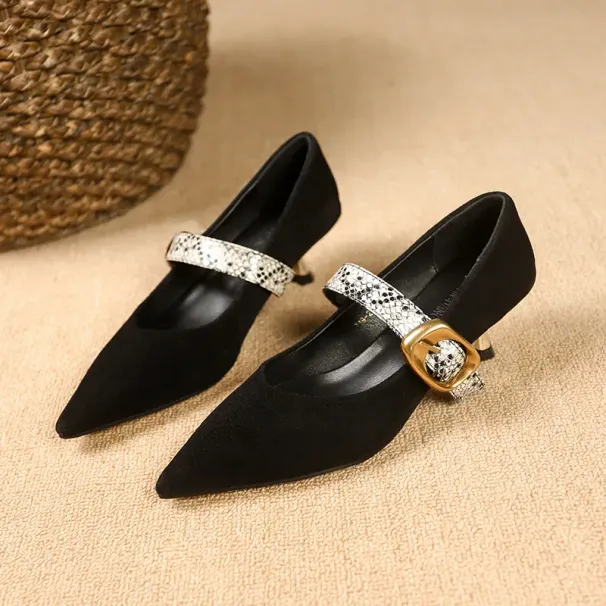 Casual Chic: Women's High Heel Pointed Toe Pumps, Black 3d64_desvips.com