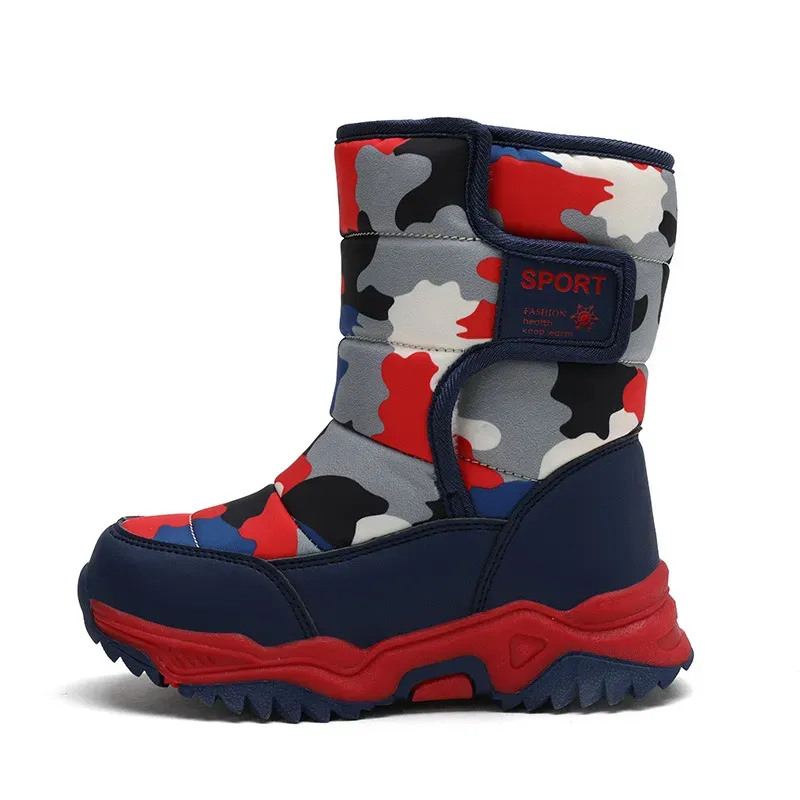 Childrens Snow 2024 Winter New Boys Non-slip Waterproof Boots Girls Cashmere Thick Cotton Warm Shoes Sizes US9C-US6Y_desvips.com