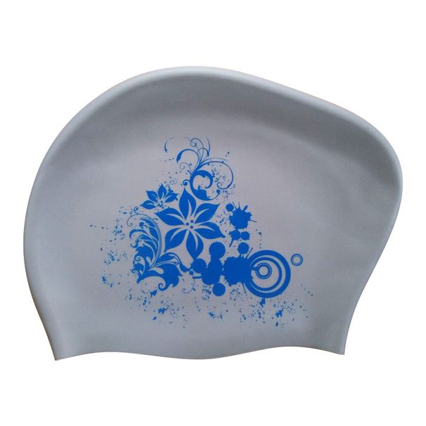 Fashion Silicone Swimming Cap Waterproof Long Hair Women Female Flower Printed Swim Pool Bathing Caps Hat Protect Ears Plus Size_desvips.com
