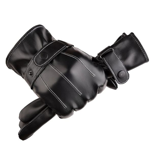 Leather Men Riding Motorcycles Warm In Winter, Thickened With Fleece, And For Women Driving, Touch Screen Waterproof_desvips.com