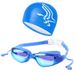 Adult Men And Women Anti-fog Electroplating Swimming Goggles + Silicone Nose Clip Earplugs +PU Swimming Cap Combination Set_desvips.com