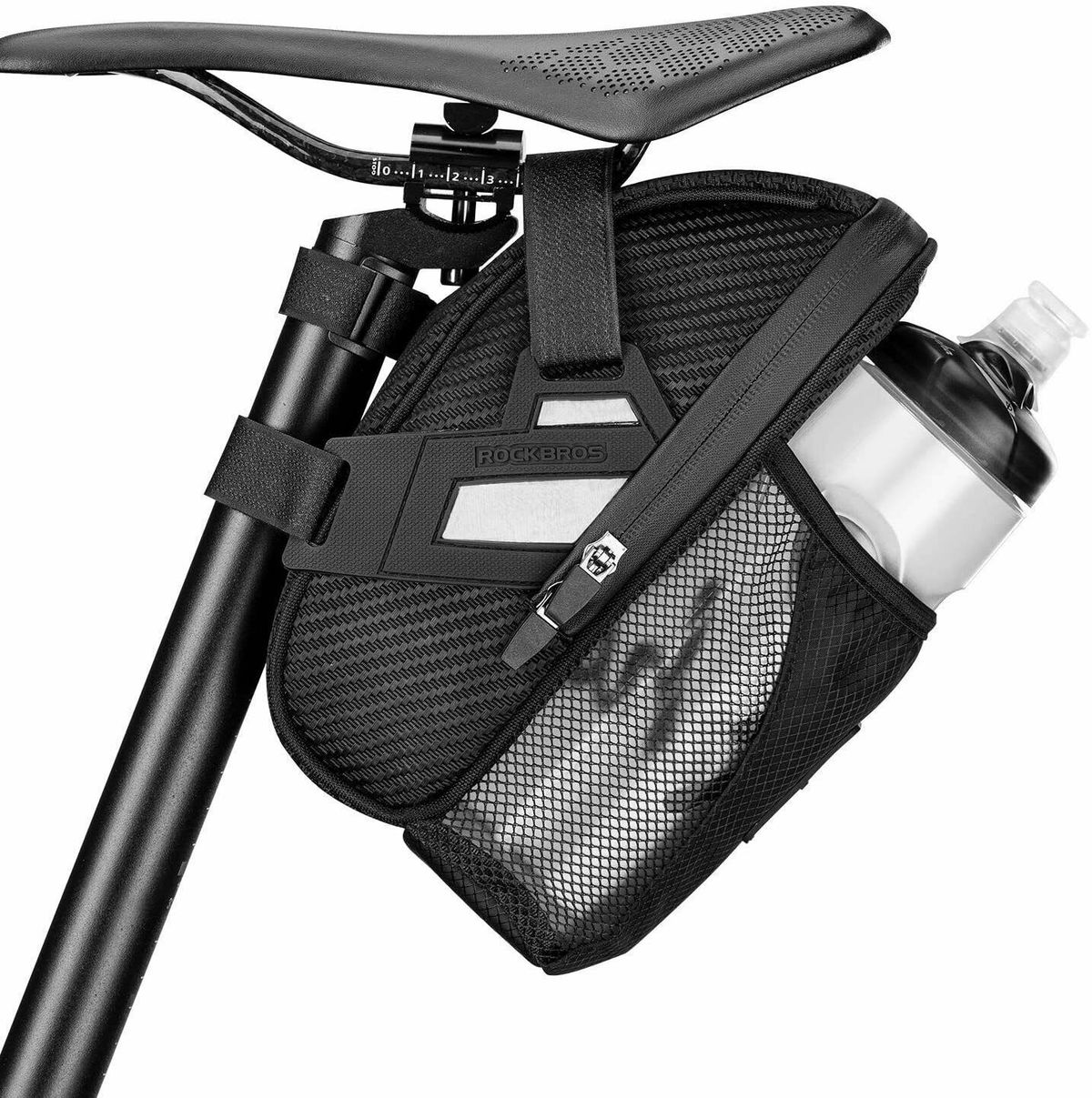 ROCKBROS Saddle bag, bicycle bag, seat bag with bottle holder, waterproof, bike bag_desvips.com
