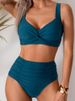 VigoBreviya 2026 Sexy Blue Strapped Swimwear Women High Waist Bikini Set Brazilian Lady Swimsuit Cross Push Up Beach_desvips.com