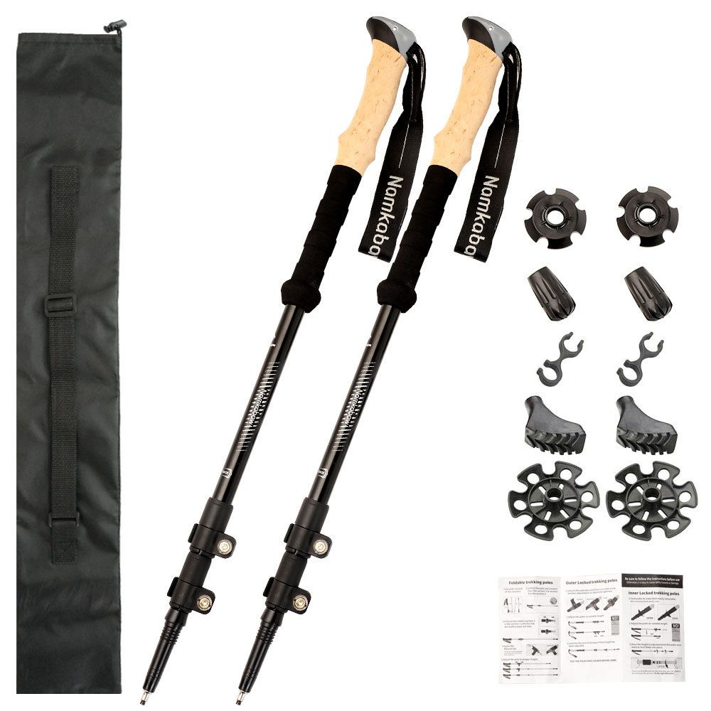Outdoor Aluminum Alloy Outer Lock Three-section Straight Handle Trekking Pole Telescopic Walking Stick Trekking Pole Set_desvips.com
