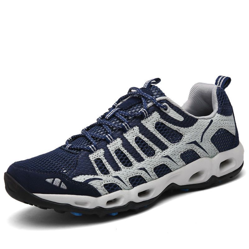 Summer quick-drying men and women breathable leather outdoor shoes non-slip hiking shoes amphibious wading_desvips.com