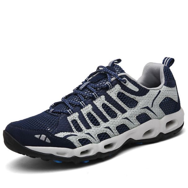 Summer quick-drying men and women breathable leather outdoor shoes non-slip hiking shoes amphibious wading_desvips.com