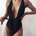 2026 New Foreign Trade European And American Swimsuit Solid Color V-neck Bandage Tie One-piece Backless Sexy Bikini_desvips.com