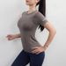 Women's Summer Gym Sports Top Round Neck Short Sleeve Quick-Dry Running T-Shirt Elastic Tight Yoga Shirt_desvips.com