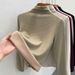 Women's Cashmere Silk Thermal Base Layer Top - High Neck Fleece Lined Winter Shirt For Warmth, Soft & Comfortable, Loose Fit, Long Sleeve_desvips.com