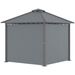 Tonnelle De Jardin Pour Terrasse Avec 4 Parois Latérales Double Toit Protection Solaire 3 X 3 M Gris_desvips.com