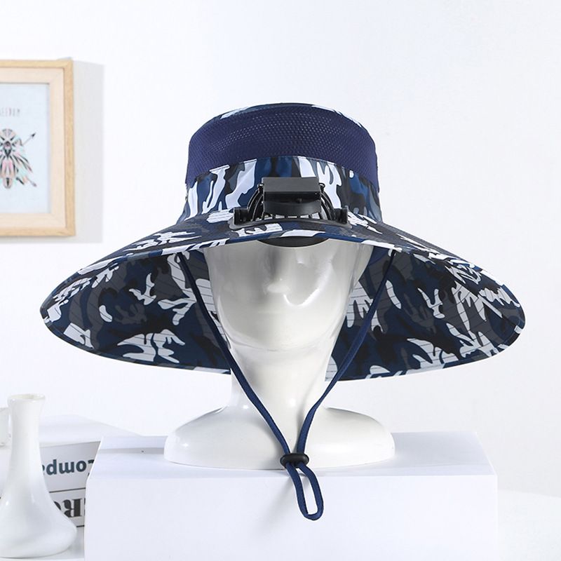 Summer Wide Brim Dual USB Charging Fan For Adults Men Outdoor Sunshade Sun Protection Fishing Work Hat_desvips.com
