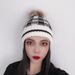 Foreign Trade Autumn Winter Christmas New Block Large Plaid Knitted Warm With Pom-Pom Comfortable Solid Color Yarn Hat_desvips.com