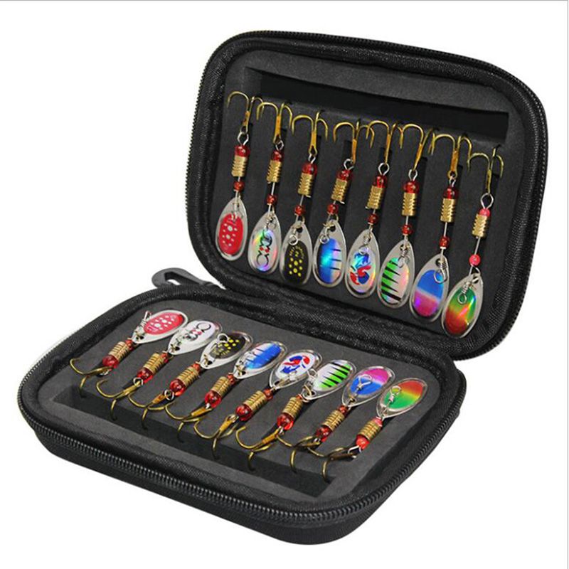 WEIHE-Metal Spoon Fishing Lures, Wobblers Spinner Bait, Sequins Lure, Feather Pesca Combo, 3.7g, 16Pcs_desvips.com