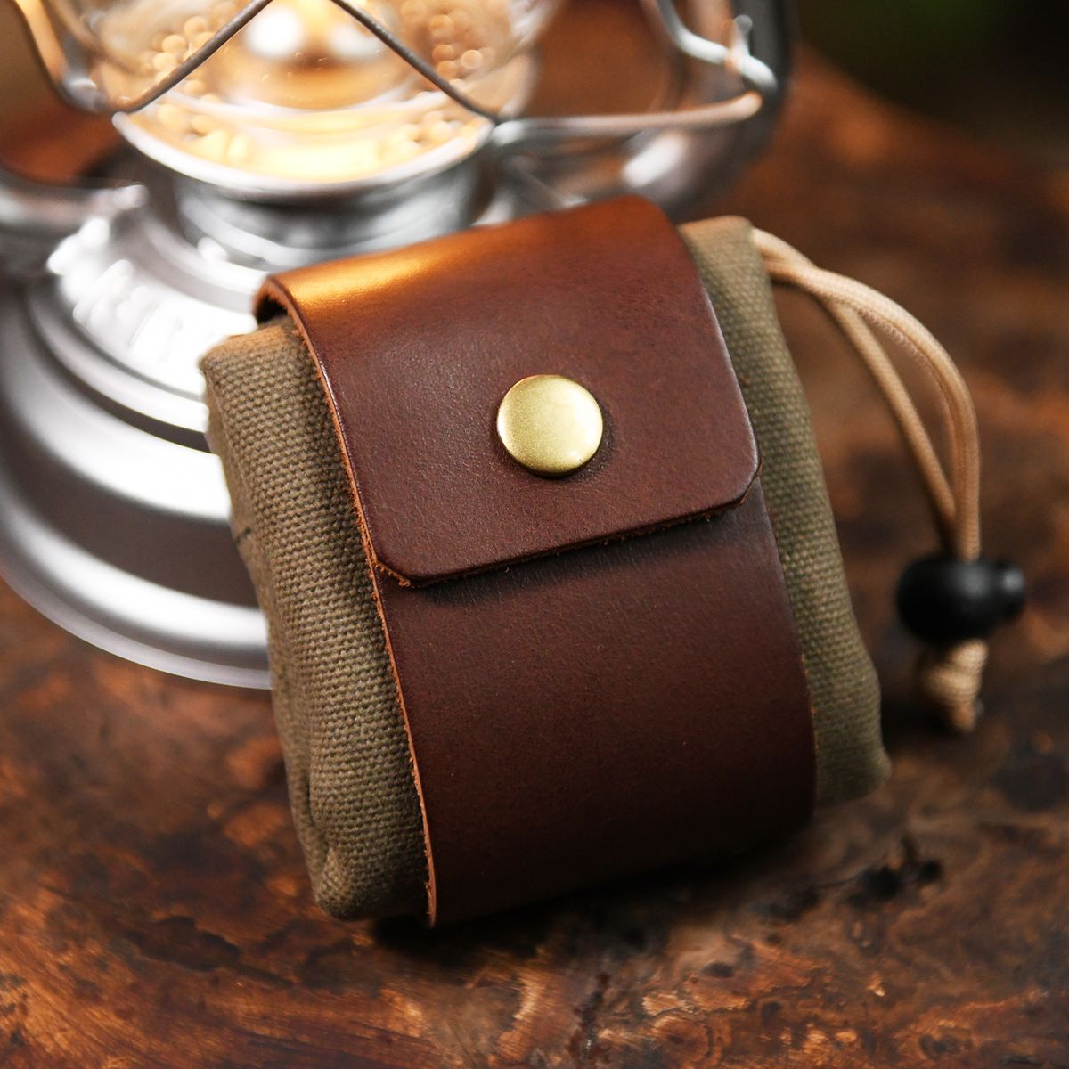 Folded Cowhide Ing Canvas Outdoor Portable Cosmetics Bag_desvips.com