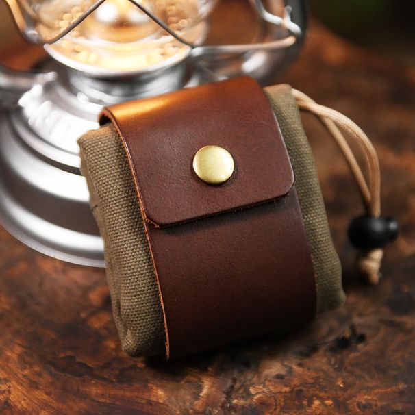 Folded Cowhide Ing Canvas Outdoor Portable Cosmetics Bag_desvips.com