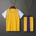 Children's Short Sleeve Fake Two-Piece Plain Set Primary Secondary School Students Jersey Training Competition_desvips.com