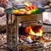 Outdoor Stainless Steel Folding Firewood BBQ Fire Pit Camping Heating Stove Charcoal Grill Rack_desvips.com