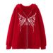 International Station New Sweatshirt Personalized Grid Butterfly Heat Transfer Casual European Size Fashion Autumn_desvips.com