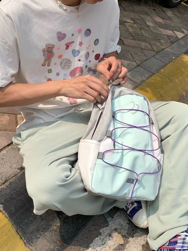 Mirenbu Charming Cloth Colorblocking Hiking Sports Small Bag Outdoor Backpack Travel Student Schoolbag_desvips.com