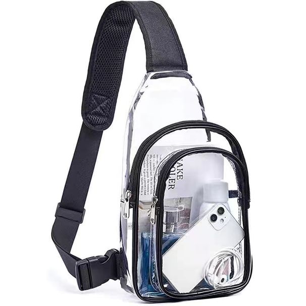 K-style Men's And Women's Neutral PVC Transparent Waterproof Chest Shoulder Tablet PC Multi-Functional Sports Bag_desvips.com