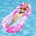 New Printed Inflatable Floating Row Foldable Backrest Swimming Ring Inflatable Floating Bed Water Lounge Chair Inflatable Net Floating Row_desvips.com