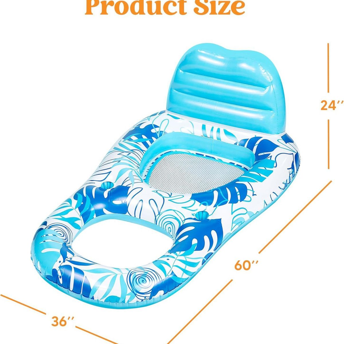 Inflatable Water Mesh Lounge Chair Backrest Floating Row Inflatable Sunshade Hole Floating Row Eight Character Dark Floating Boat_desvips.com