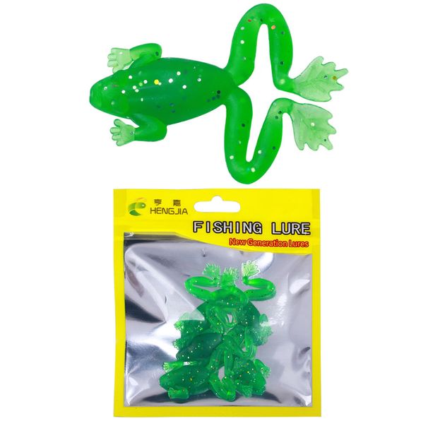 5Pcs Wobbler Soft Frog Lures 3D Eyes Artificial Silicone Frog Bait For Catfish Perch Bass Pike Fishing Tackle_desvips.com
