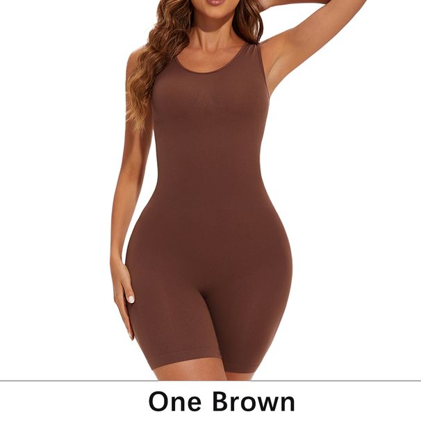 1Peice Solid Tummy Control Shaping Shapewear Seamless High Elastic Bodysuit Lingerie Sexy Sleeveless Tight Body Shaper Black Top_desvips.com