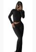 Yoga Sets Casual Women's Two Piece Round Neck Long Sleeve Low Waist Slim Fit Pants Sportswear Set_desvips.com