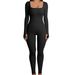 Seamless Threaded Sleeve Jumpsuit Yoga Outdoor Fitness Long Pants Sports One-piece Suit Women_desvips.com