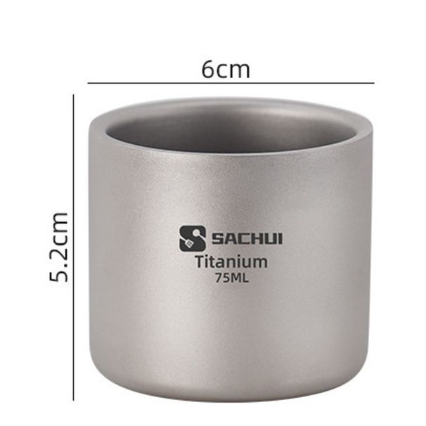 Double-layer Outdoor Picnic Tableware Handleless Portable Camping Ultra-light Pure Titanium Tea Water Office Coffee Cup_desvips.com