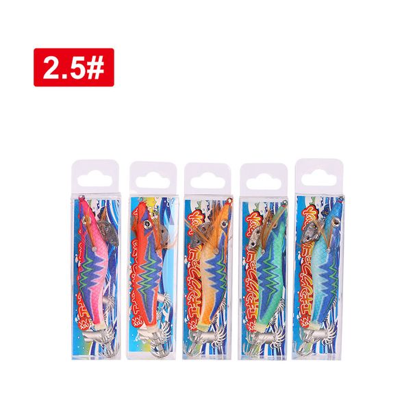 Weihe 5PC Luminous Wood Shrimp Combo Hard Fishing Lure Set 3 Sizes Squid Hook Fishing Lure Kit_desvips.com