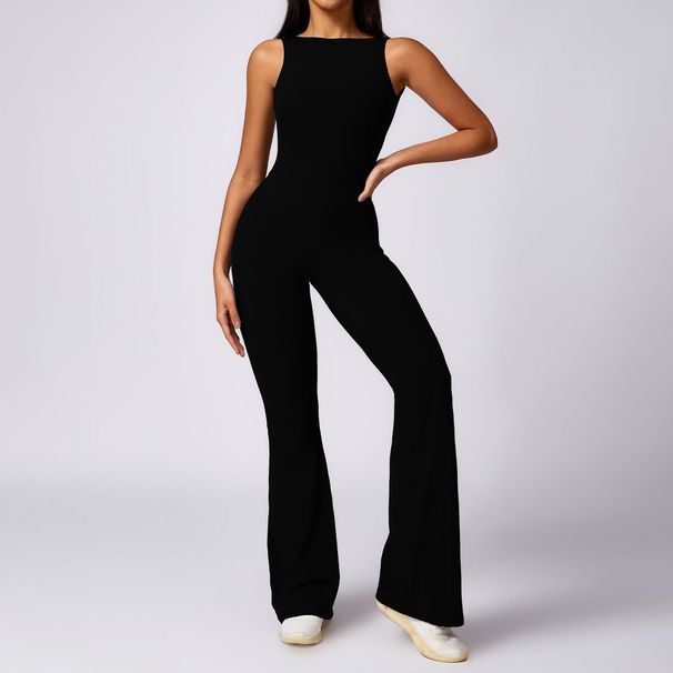 Peach Hip Lift Sports Jumpsuit For Women Casual Flared Pants Fitness Backless Yoga Outfit_desvips.com