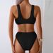 Separate Solid Color Bikini With High Waist Cover_desvips.com