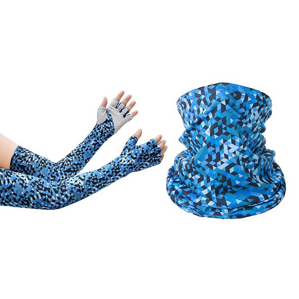 Unisex Summer Ice Silk Sun Protection Sleeves Outdoor Cycling Neck Warmer Combination Driving Sports Accessory_desvips.com