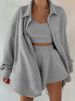 Women's clothing long sleeved jacket shorts vest three piece sports casual sweater suit_desvips.com